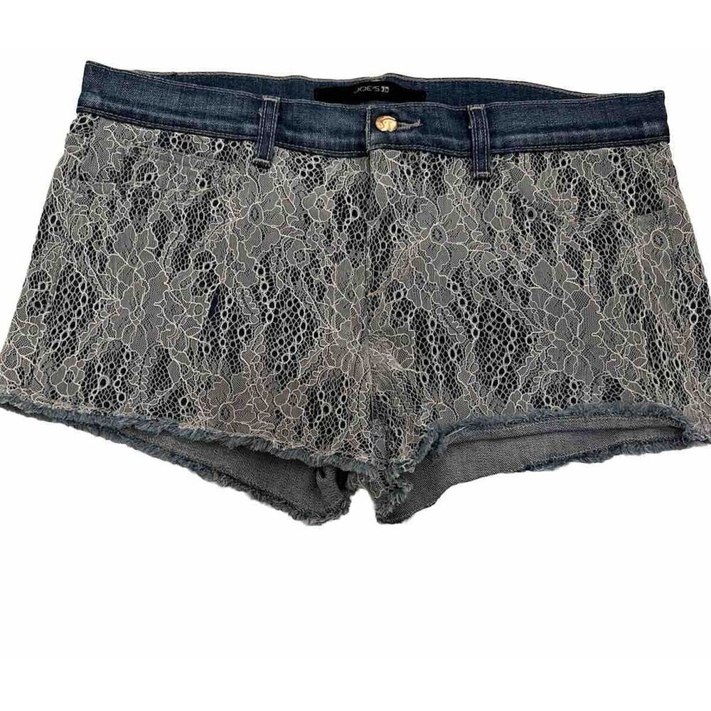 JOE’S JEANS Denim Shorts Lace Overlay Size 30 Cottagecore